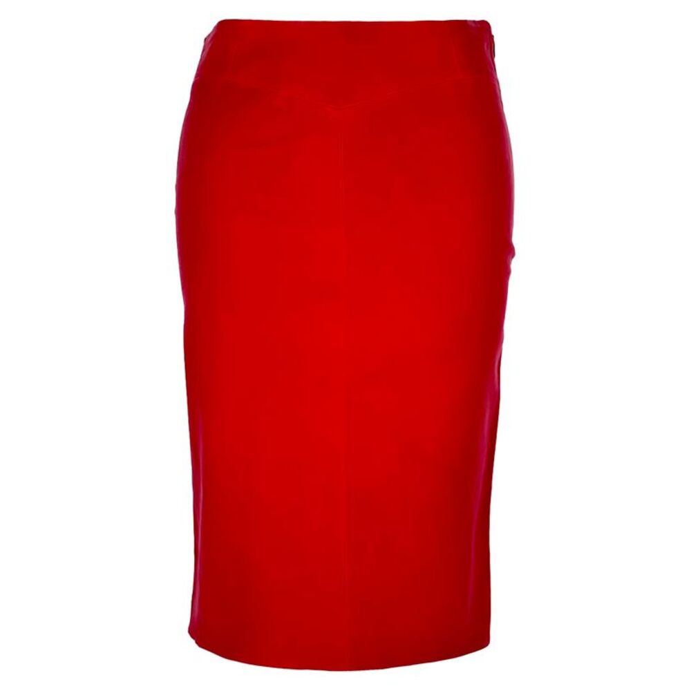 Joseph Midi Skirt in Red Leather